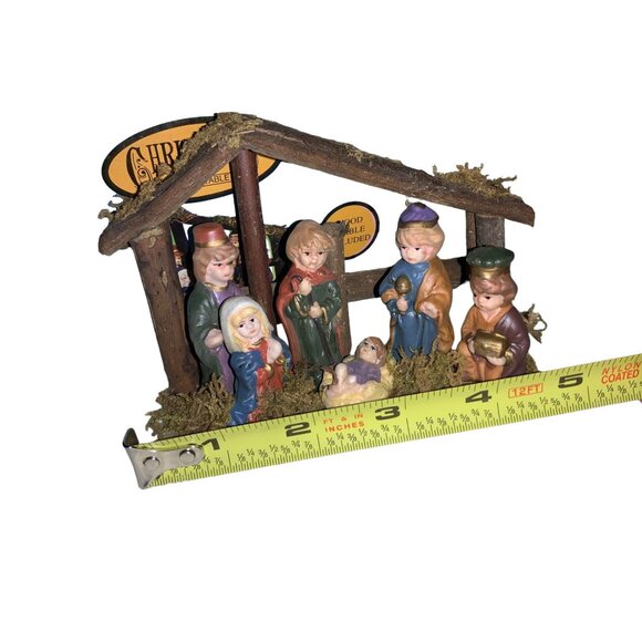 Handcrafted Christmas Collectible Nativity Set With Wooden Stable - Picture 10 of 10